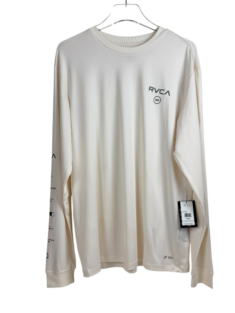 RVCA Hart Crew Cream Long Sleeve Rash Guard Men's Size L NWT